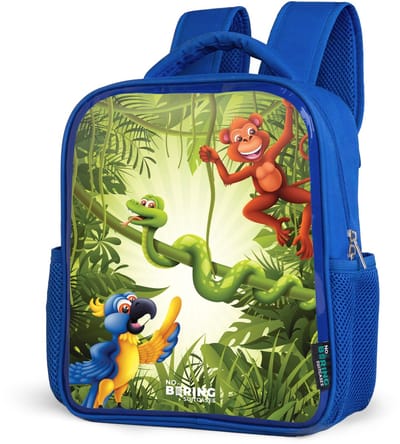 NoBoringSuitcases.com® - Rugzak blauw - Schooltas jongens - Dieren in de jungle - Kinder rugtas jongen - Boekentas kind - Kinderrugzak voor school - Schoolrugzak