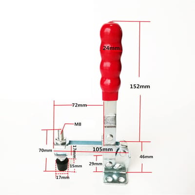 Dailygoods- Tuimelklem 200 kgf - Verticale Klem - Handclip Gereedschap - Koudgewalst Koolstofstaal - Corrosiebestendig - PVC-Handvat
