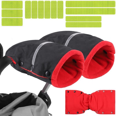 Dailygoody - Handschoenen voor kinderwagen - Waterdicht - Handwarmer voor winter - Zwart - Kinderwagenaccessoires - Inclusief reflecterende stickers -..