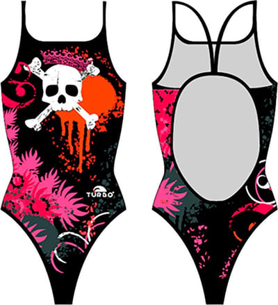 Turbo Flowers And Skulls Zwemkleding Zwart L Vrouw