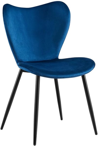 CLP Maika Eetkamerstoel - klassiek - keukenstoel - met rugleuning en zwart metalen frame - maximaal 150 kg - Fluweel/donkerblauw