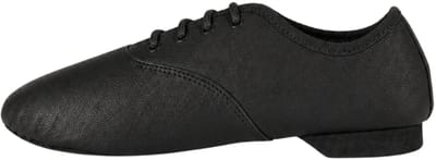 Dancer Dancewear - Zwarte jazzschoenen leer met suède splitzool - Zwart - Jazz schoenen met veters in Oxford model - Maat 28