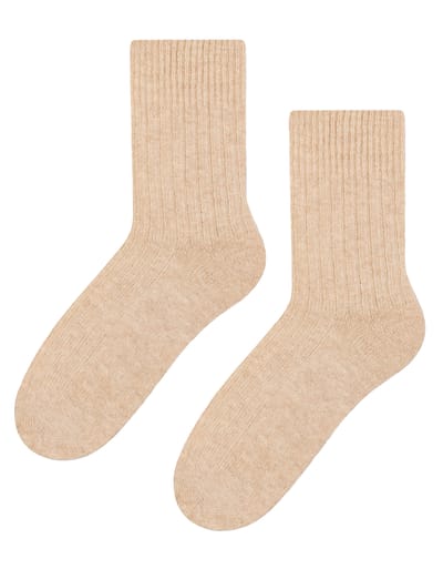 Steven - 1 Paar Dames Wol Jurk Sokken - Thermische Gebreide Sokken voor Winter - Beige