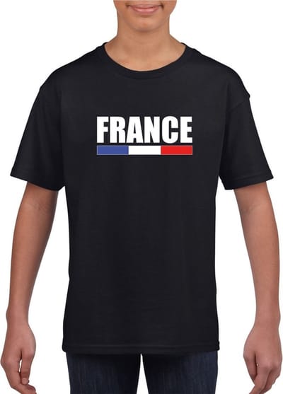 Frankrijk supporter t-shirt - voor kinderen - zwart - Franse vlag kleding - landen 110/116