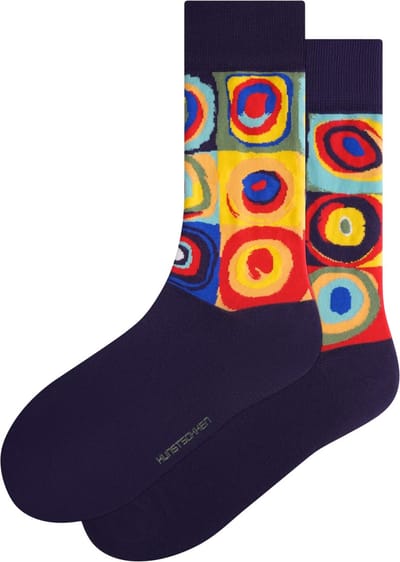 Kunst sokken - Vierkanten met concentrische cirkels: Wassily Kandinsky - Sokken Dames 36 40 - Biologisch Katoenen Sokken - funny socks happy - Vrolijke Sokken - Grappige Sokken - Sokken Cadeau