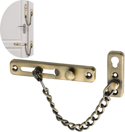 Deurketting - Ketting deurbeveiliging - Kettingslot - veiligheidsslot huisdeur - deurveiligheidsgrendel - veiligheidsketting - deurslot inbraakbeveiliging - deurgrendel - deurbeveiliging - inclusief bevestigingsschroeven - Bronz - Kettinglengte 185 m