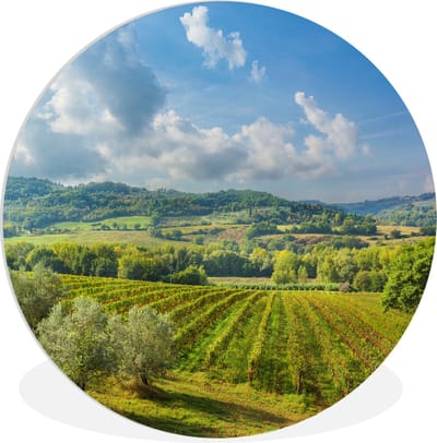 WallCircle - Wandcirkel 60x60 - Toscane - Landschap - Wolken - Ronde schilderijen woonkamer - Wandbord rond - Muurdecoratie cirkel - Kamer decoratie binnen - Wanddecoratie muurcirkel - Woonaccessoires