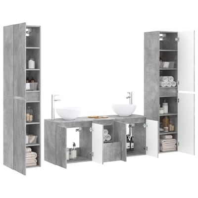 vidaXL - Badkamermeubel - Set - 5 - st - Betongrijs - 33 - x - 34,5 - x - 160 - cm