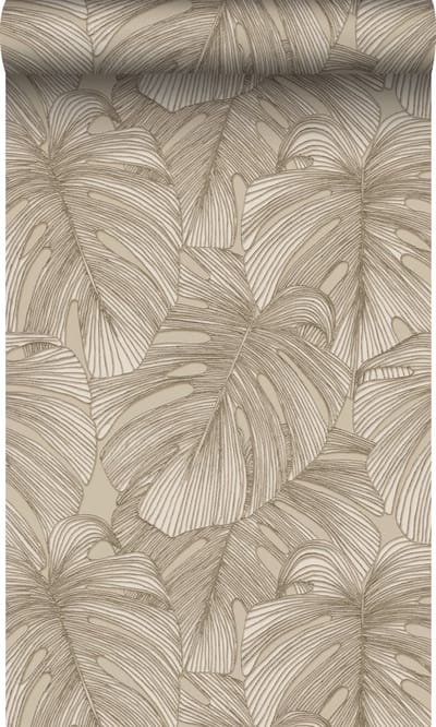 Origin Wallcoverings behang 3D-motief bladeren zand beige - 50 x 900 cm - 347917