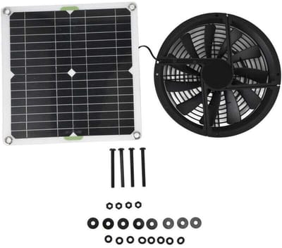 fan-Zonneventilatorset, waterdicht zonnepaneel van 100 W, ronde afzuigventilator van 25 cm, geschikt voor kippenhokken, kassen en schuren.