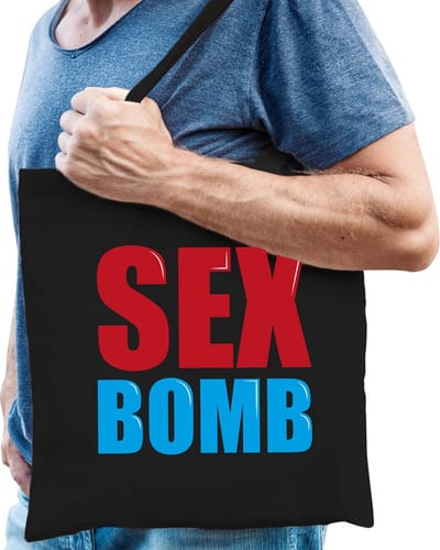 Sex bomb cadeau tas zwart voor heren cadeau katoenen tas zwart voor heren - kado tas / tasje / shopper