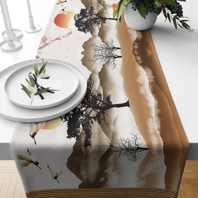 Japanse Kleurrijke Oosterse Linnen Tafel Runner Feest Decoratie Herbruikbare Boerderij Keuken Eettafel Runner Bruiloft Decoraties 150x33cm gray