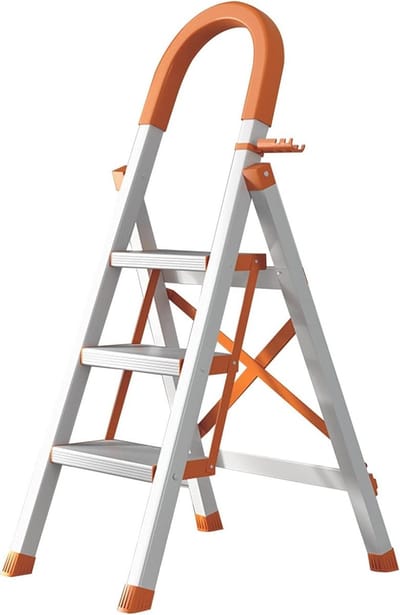 Opklapbare 3-traps Ladder - Draagbare Antislip Trapladder voor Thuis en Garage - Veilig en Handig
