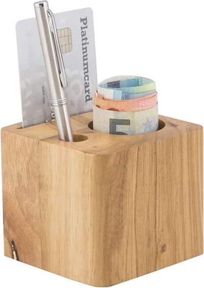 Securit® biljettenhouder van massief hout in teakhout
