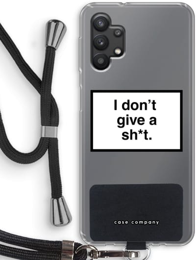 Hoesje met koord geschikt voor Samsung Galaxy A32 5G hoesje met Koord - Don't give a shit - Telefoonhoesje met Zwart Koord - Bescherming aan alle Kanten en Over de Schermrand