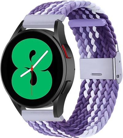 By Qubix - Geschikt voor Garmin bandje - Geschikt voor Garmin Venu / Sq / Sq2 / 2 plus - Braided nylon bandje - Lichtpaars / paars - Smartwatch bandje 20mm