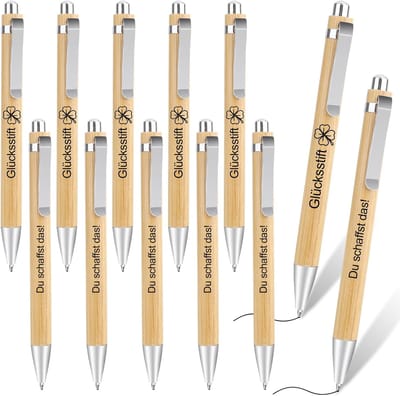 12 Pieces Du Schaffst Das Houten Balpen - Gepersonaliseerde Balpen - Inspirerende Balpen - Afscheidsgeschenk voor Collega's - Studenten - Werknemers - Leraren - Kantooraccessoires