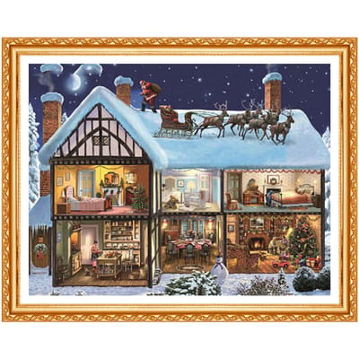 5D Diy Diamant Borduren Kerst Huis Diamant Schilderen Kruissteek Volledige Vierkante Strass Decor 20X30CM gray