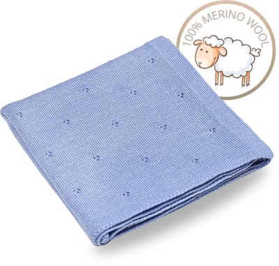 ANDER™ Merino Babydeken 75x100 cm Blauw – Zachte Merinowollen Deken voor jongen