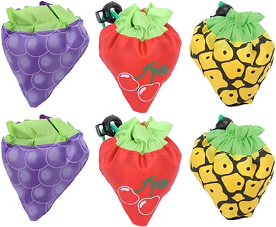 Dailygoods- Boodschappentas 3 Stuks - Opvouwbare Tas - Herbruikbare Draagtas - Lichtgewicht Polyester - Unieke Vruchtvorm - Trekkoord Sluiting