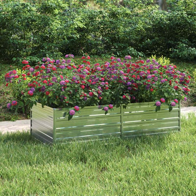 vidaXL - Plantenbak - verhoogd - 160x80x45 - cm - gegalvaniseerd - staal - zilver
