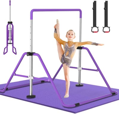 AHD® Duikelrek - Rekstok - Turnrek - Verstelbare Hoogte - Veilig & Stevig - Paars - ‎104cm x 34cm x 18cm