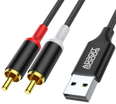 AdroitGoods USB A naar RCA Audiokabel - 1m - USB Type-A Mannelijk naar 2 RCA Mannelijk Stereo Audioconverter Y-Splitterkabel - Zuivere Geluidsoverdracht, Professionele Opbouw