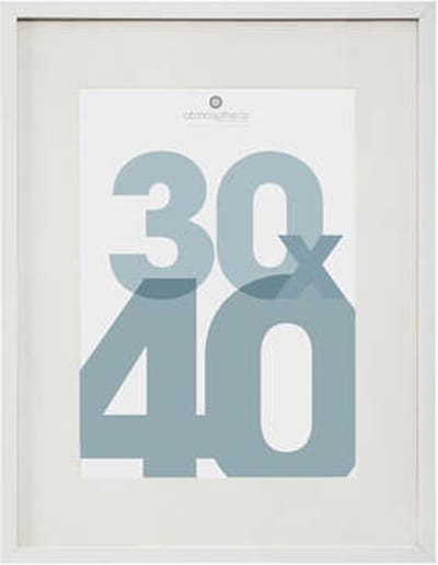 Atmosphera Fotolijstje Manu - met passe partout - voor een foto van 30 x 40 cm - wit - MDF/Glas - Klassieker