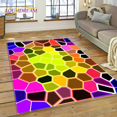 Regenboogkleur illusie cartoon tapijt tapijt voor slaapkamer woonkamer thuis bank decoratie, kinderspel grote decoratieve vloermat cadeau 40x60cm( 15x23in )