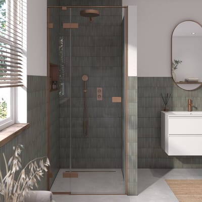 Saqu Parro douchedeur helder glas 90x210 cm geborsteld koper