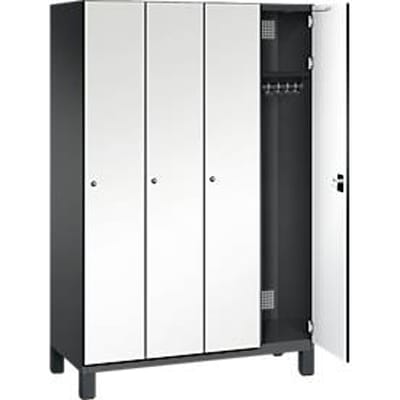 C+P locker Cambio, 4 vakken, op poten, B 1200 x D 525 x H 1980 mm, zwart-grijs/wit