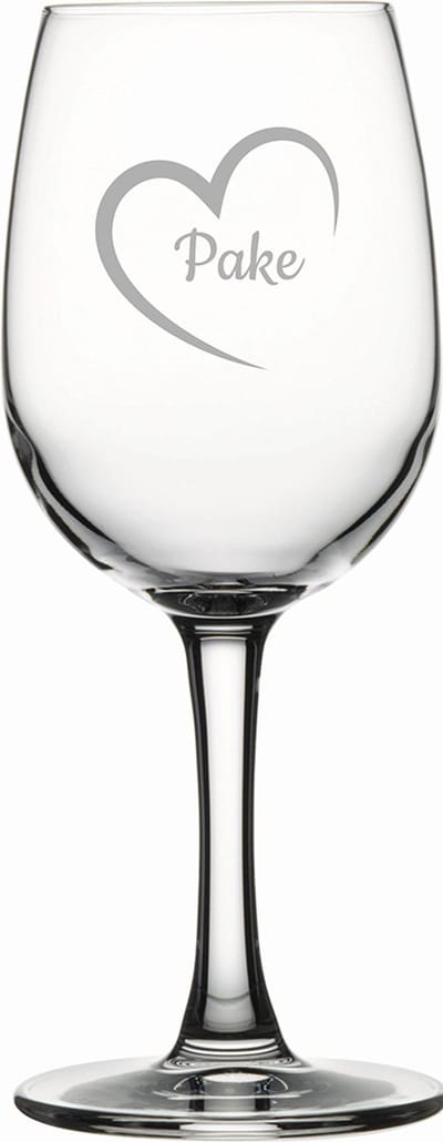 Gegraveerde witte wijnglas 26cl Pake mei hert