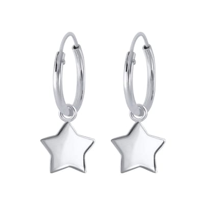 Joy|S - Zilveren ster oorbellen - bedel 9 mm - oorringen