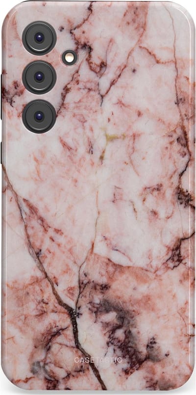 Casetastic hoesje geschikt voor Samsung Galaxy A35 - Dubbellaagse bescherming - Koraalrif Marmer - Fashion Case - Lichtroze Perzik