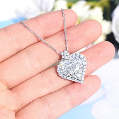 Luxe Bling Aaa Zircon Liefde Hartvorm Hanger Ketting Voor Vrouwen Verjaardag Meisjes Cadeau Statement Ketting Sieraden beige