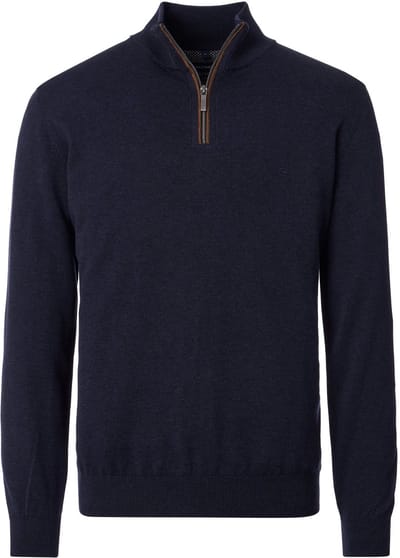 CASAMODA Halfzip Trui Solid Navy - Maat M - Heren - Quarter zip