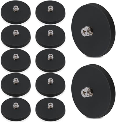 Dailygoods - Neodymium Magneten - Rubber Magneten - Krachtige Hechting - Diameter 43 mm - M4 Draad - Geschikt voor LED Verlichting - Set van 12