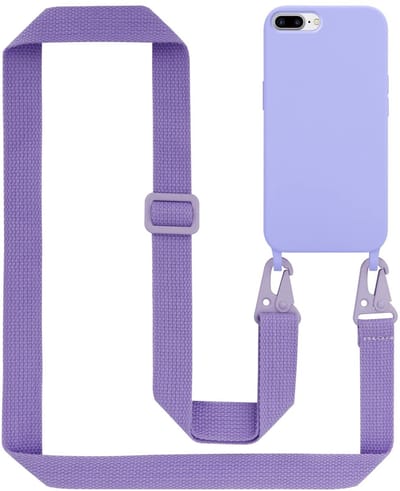 Cadorabo Mobiele telefoon ketting geschikt voor Apple iPhone 7 PLUS / 7S PLUS / 8 PLUS in LIQUID LICHT PAARS - Silicone beschermhoes met lengte verstelbare koord riem