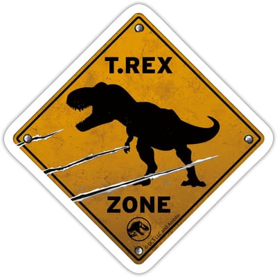 Jurassic World T-Rex Zone Sticker maat S (10 x 10 cm)