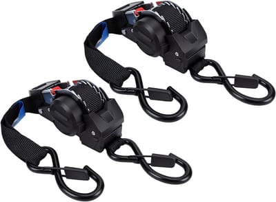 Intrekbare Spanbanden - Ratelriemen Oprolbaar - Vracht Vervoeren - Automatisch Oprollend - 1 Inch X 10 Ft - Zwart