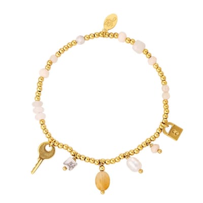 Armband met Sleutelhanger, Parels & Stenen – Symbolisch & Elegant | Twinolo