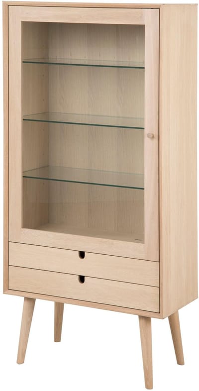 Giga Living Vitrinekast Dysta - Naturel/Glas - 72x36x143cm