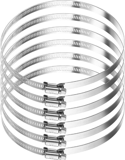 6-delige RVS Slangklemmen Set 141-165mm Verstelbare Slangklemmen voor Uitlaat, Ventilatie en Pijpleidingen