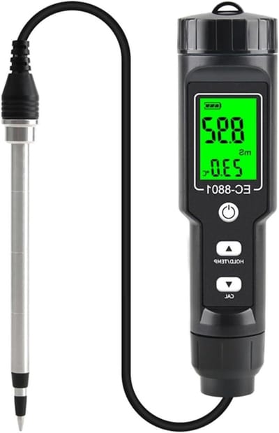 Vochtmeter Bodem - EC Tester - Planten Verzorgen - Automatische Compensatie - 0-10 mS/cm - Zwart