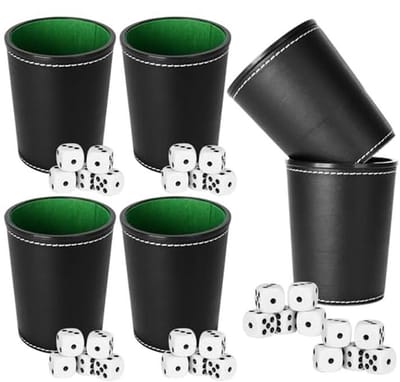 Zwarte Leren Dobbelstenen Set - 36 Dobbelstenen voor Bordspellen en Feestjes