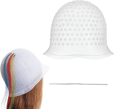 Siliconen haarcap met haaknaaldpunt, herbruikbare haarverfcap voor vrouwen en meisjes, ideaal voor haarkleuren en kapsels.