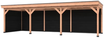 Douglas overkapping, 900 x 300, Met achterwand en zijwand, Westwood Comfort Basic zwart