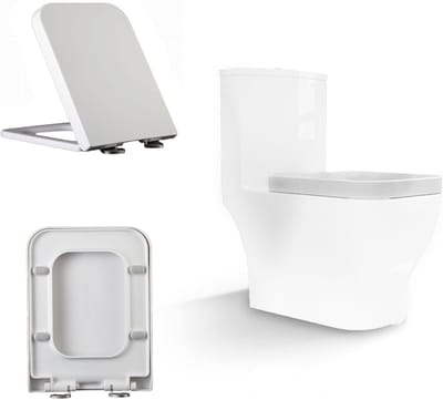 Vierkante toiletbril - Toiletdeksel - Badkamer Upgrade - Softclose mechanisme - 36 x 47 cm - Wit