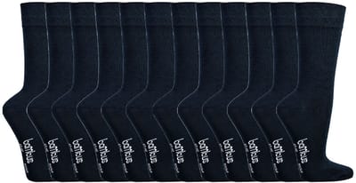 Socks4Fun - 12 Paar - Bamboe sokken - Drukvrije boord- Dames & Heren - Marine blauw - Maat 47-50