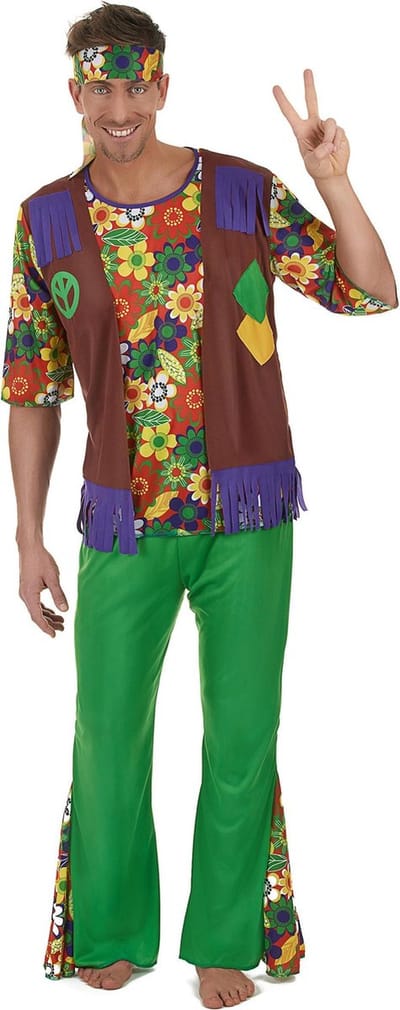 Vegaoo - Kleurrijk Flower Power hippiekostuum voor mannen